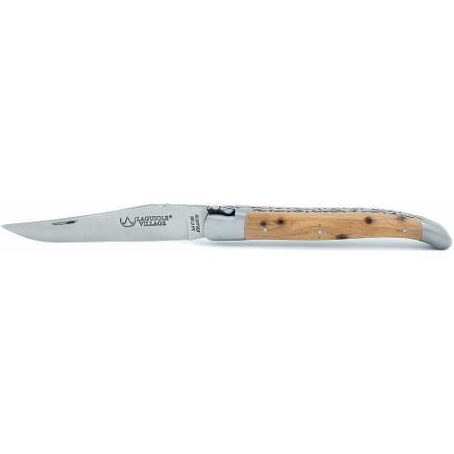 Laguiole pocket knife 12 cm chiseled plates 2 bolsters in juniper