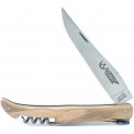 12 cm 2 bolsters Laguiole knife with a corkscrew in olivewood