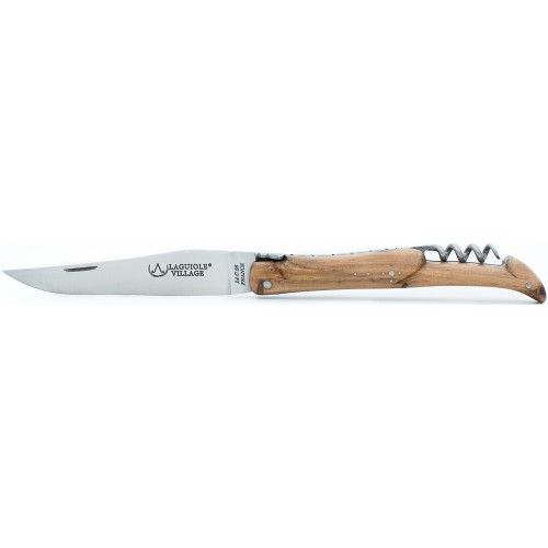 Couteau Laguiole 11 cm plein manche avec tire-bouchon en genévrier