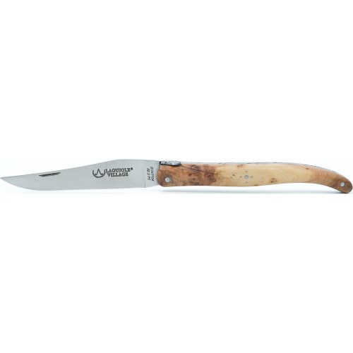 Couteau Laguiole 12 cm plein manche avec ressort imagine en genévrier