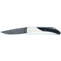 Espalion Bridge knife carbon damascus blade in warthog tooth and ebony