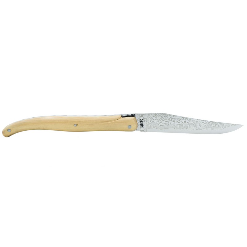 Couteau Laguiole 12 cm en buis et lame damas japonais