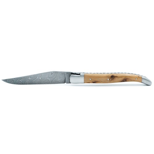 Couteau Laguiole 12 cm 2mitres en genévrier et lame damas carbone