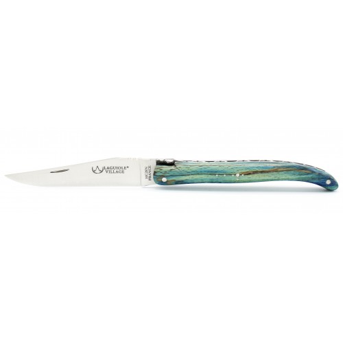 Couteau Laguiole 11cm Plein manche en Hêtre de l&#039;Aubrac Bleu Roi