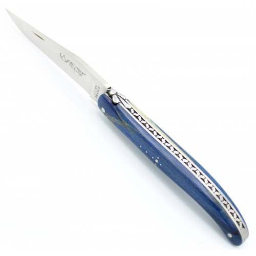 Couteau de Laguiole 11cm plein manche en Hêtre de l&#039;Aubrac Bleu Russe