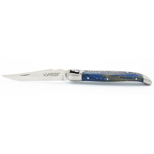 Couteau Laguiole 10cm 2 mitres en hêtre Bleu Russe