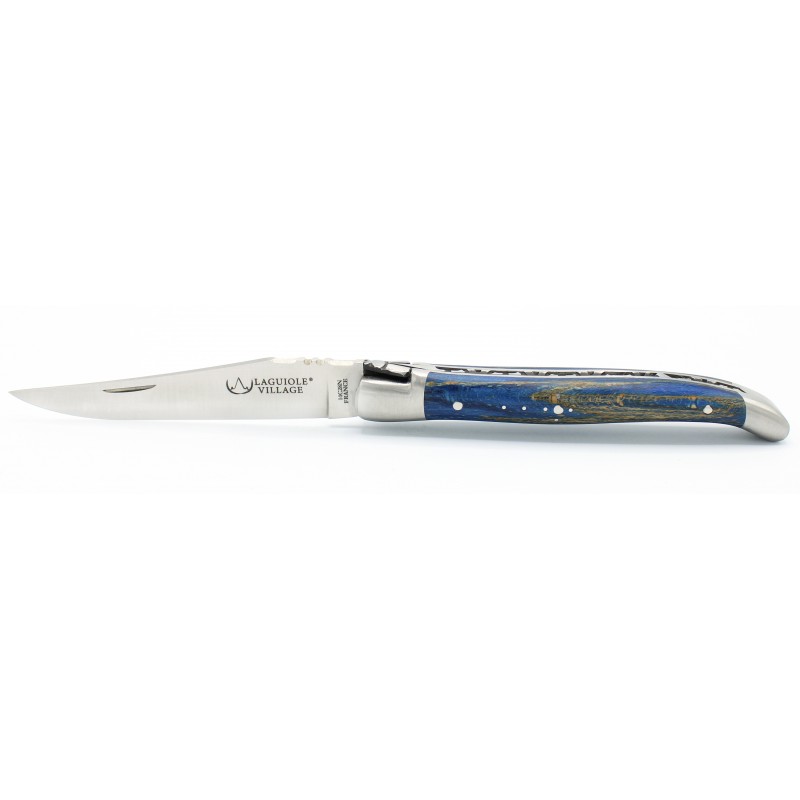 Couteau Laguiole 10cm 2 mitres en hêtre Bleu Russe