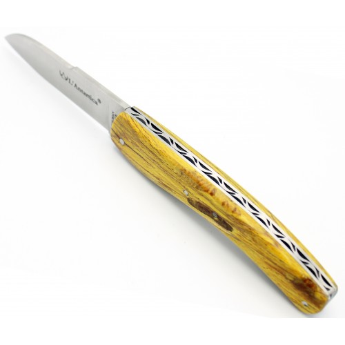 Couteau L&#039;Antartica 12cm Hêtre de l&#039;Aubrac jaune
