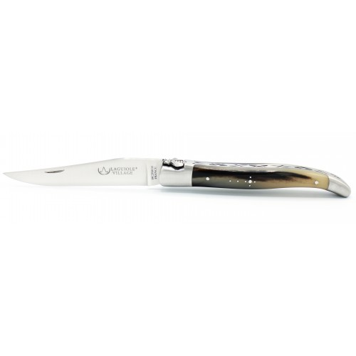 Couteau Laguiole d&#039;exception 12cm 2 mitres en pointe de corne