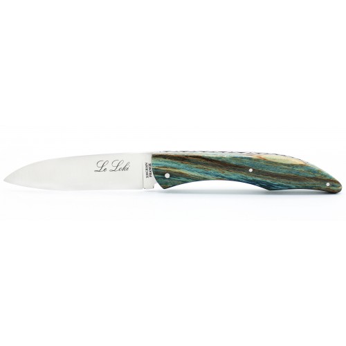 Couteau Le Loki 12cm plein manche en Hêtre de l'Aubrac teinté bleu roi