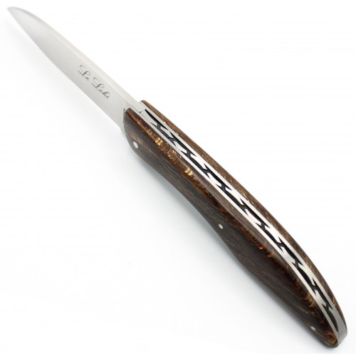 Couteau Le Loki 12cm plein manche en Hêtre de l&#039;Aubrac teinté chocolat