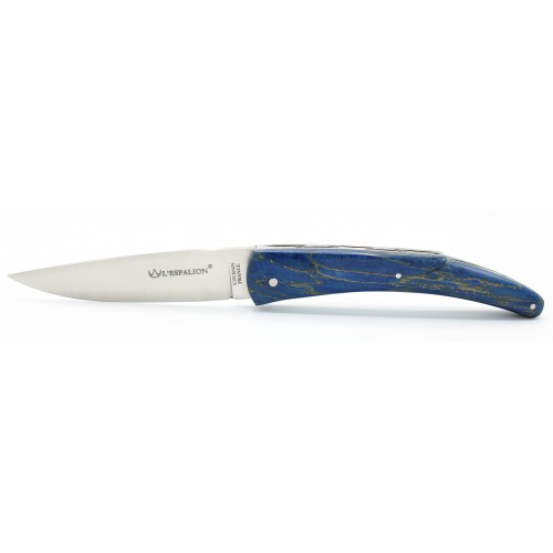 Couteau L&#039;Espalion plein manche en Hêtre de l&#039;Aubrac Bleu Russe