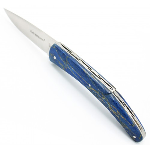 Couteau L&#039;Espalion plein manche en Hêtre de l&#039;Aubrac Bleu Russe