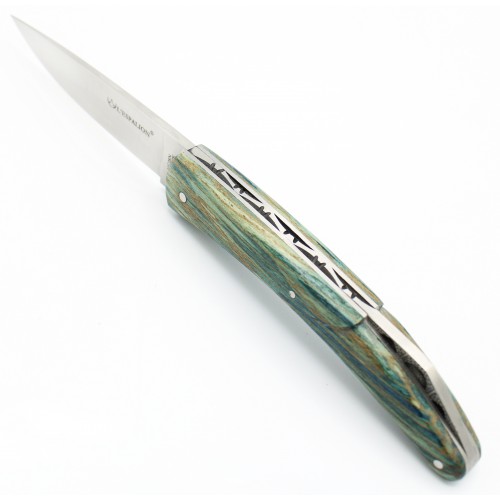 Pocket knife l&#039;Espalion Lady bridge in turquoise blue beech wood