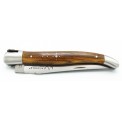 Laguiole pocket knife 12 cm 2 bolsters in wood, engraved dog