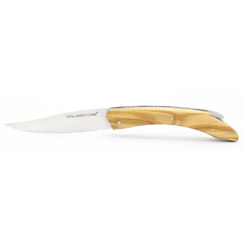 Pocket knife Le Saint Côme 12cm full handle with a pump closure in olivewood