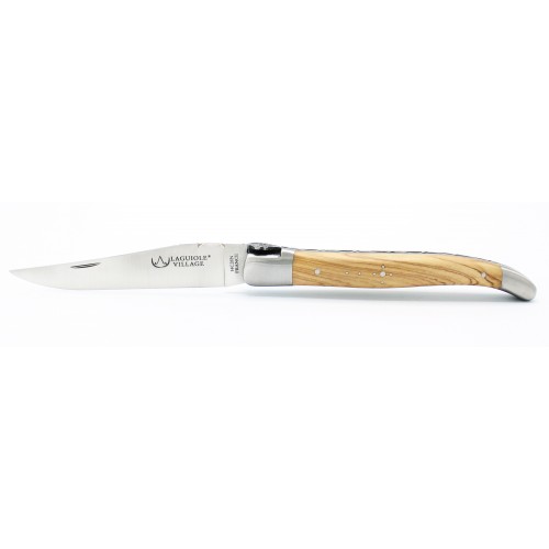 Laguiole pocket knife 12 cm 2 bolsters in wood, engraved bull