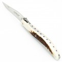 Laguiole pocket knife 12 cm 2 bolsters in wood, engraved stag