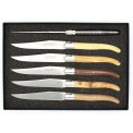 Box of 6 steak knives "Resto" in wood