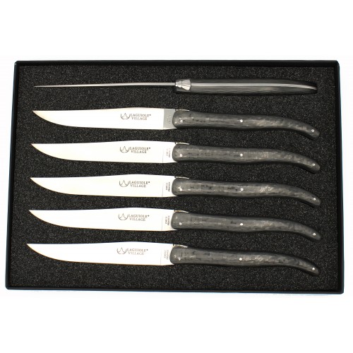 Laguiole steak knives full handle in carbon