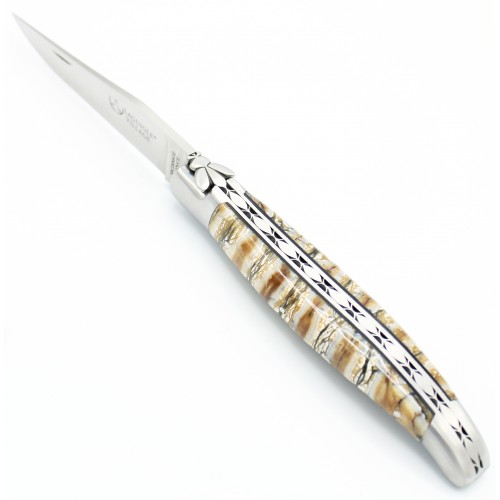 Couteau Laguiole d&#039;exception 12 cm 2 mitres en molaire de mammouth