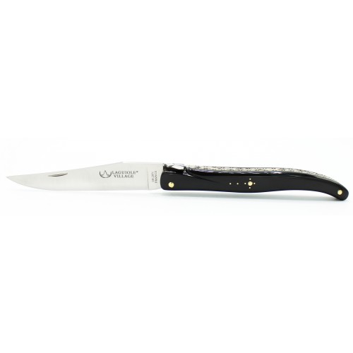 Couteau Laguiole d&#039;exception 12 cm plein manche pointe de corne noire