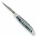 Couteau Laguiole 12cm 2 mitres en molaire de mammouth et lame Damas