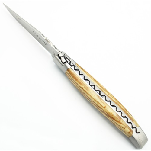 Couteau Laguiole 12cm 2 mitres en Hêtre de l&#039;Aubrac