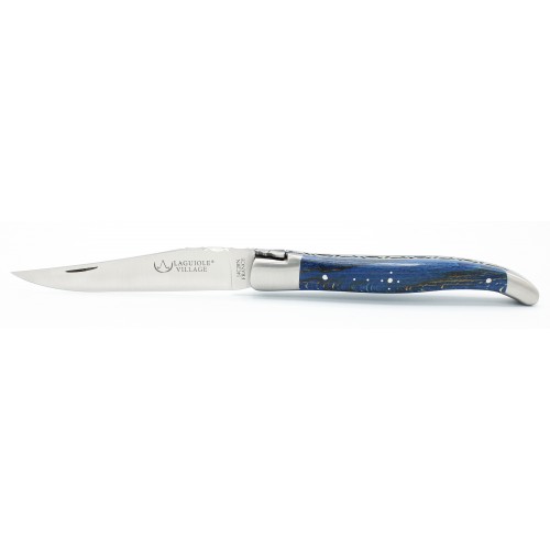 Couteau Laguiole 12cm 2 mitres en Hêtre de l&#039;Aubrac Bleu Russe