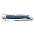 Couteau Laguiole 12cm 2 mitres en Hêtre de l'Aubrac Bleu Russe