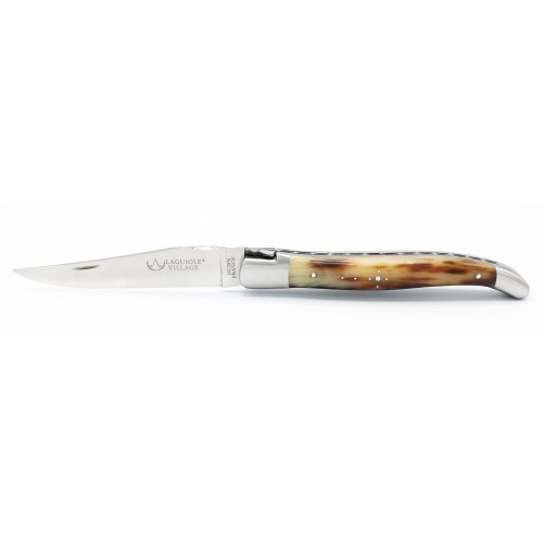Laguiole pocket knife 12 cm 2 bolsters in blond horn tip
