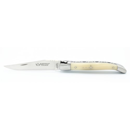 Laguiole pocket knife 11 cm 2 bolsters in blond horn tip
