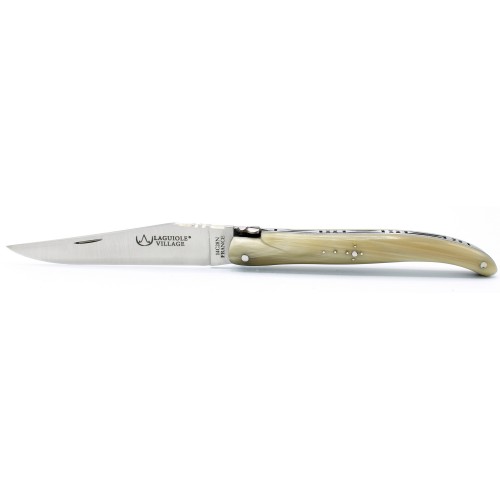 Couteau Laguiole 11 cm plein manche en pointe de corne blonde