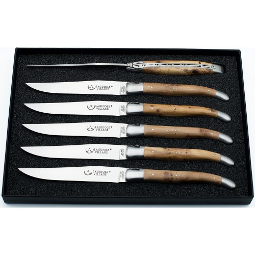 Laguiole steak knives forged bee in juniper