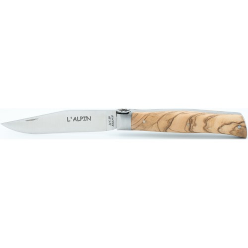 Pocket knife l'Alpin with Edelweiss spring in olivewood