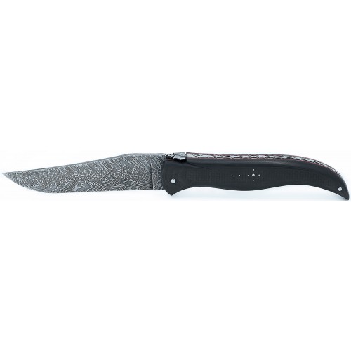 Hunting knife "The Jack" in carbon fiber with a damascus carbon blade