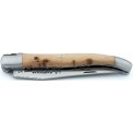 Laguiole folding knife in juniper, guilloched dual turntables and carved spring